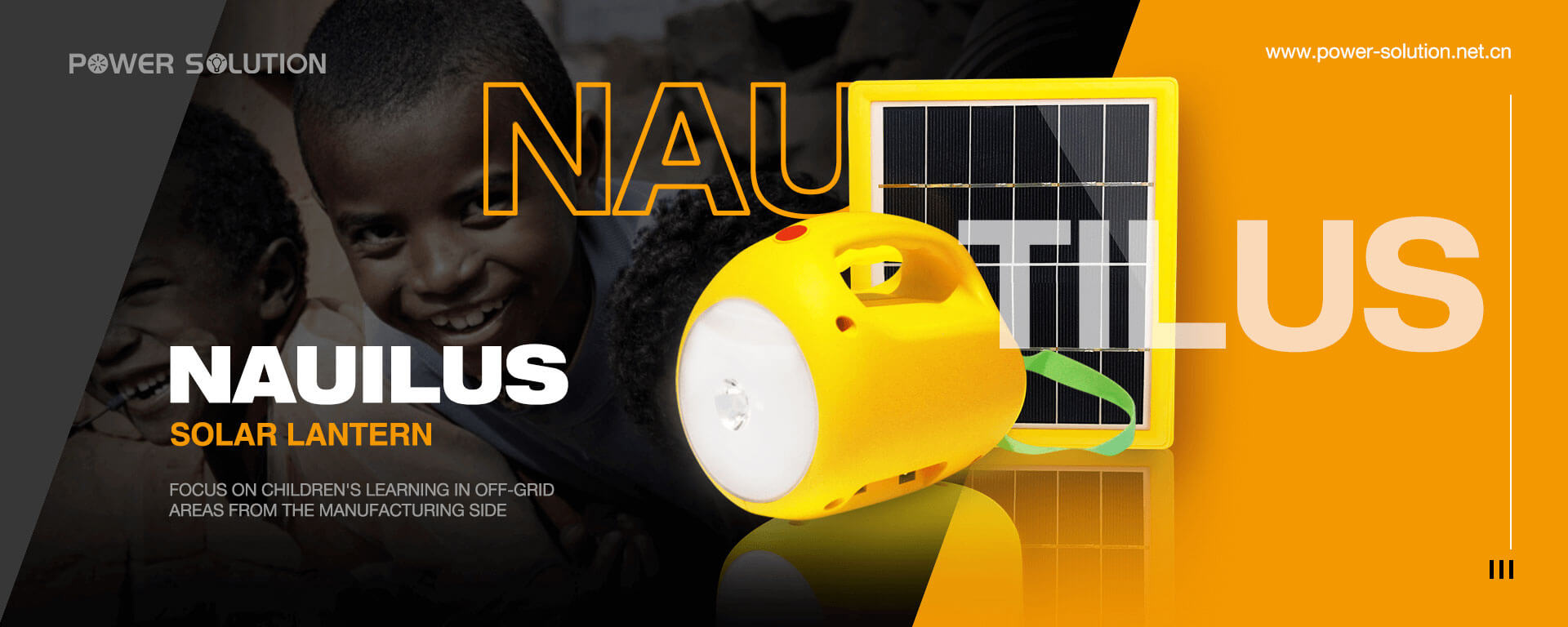 Banner de linterna solar Power Solution Nautilus